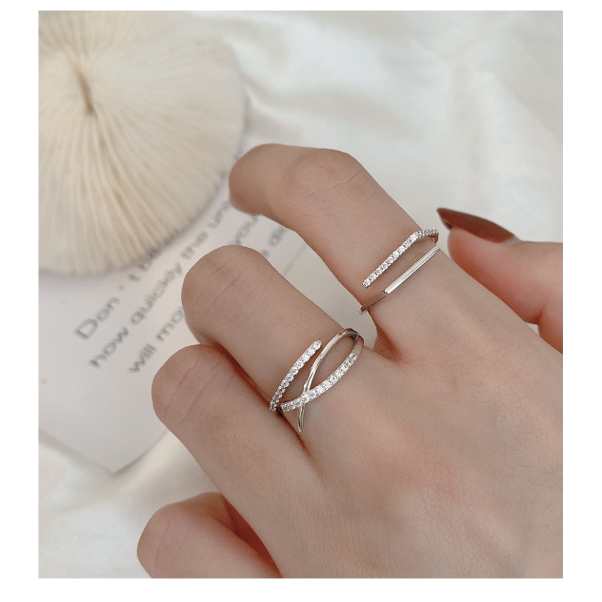 Combo 2 nhẫn nữ bạc 925 chính hãng cao cấp không gỉ bền bỉ trang sức CINLA N004