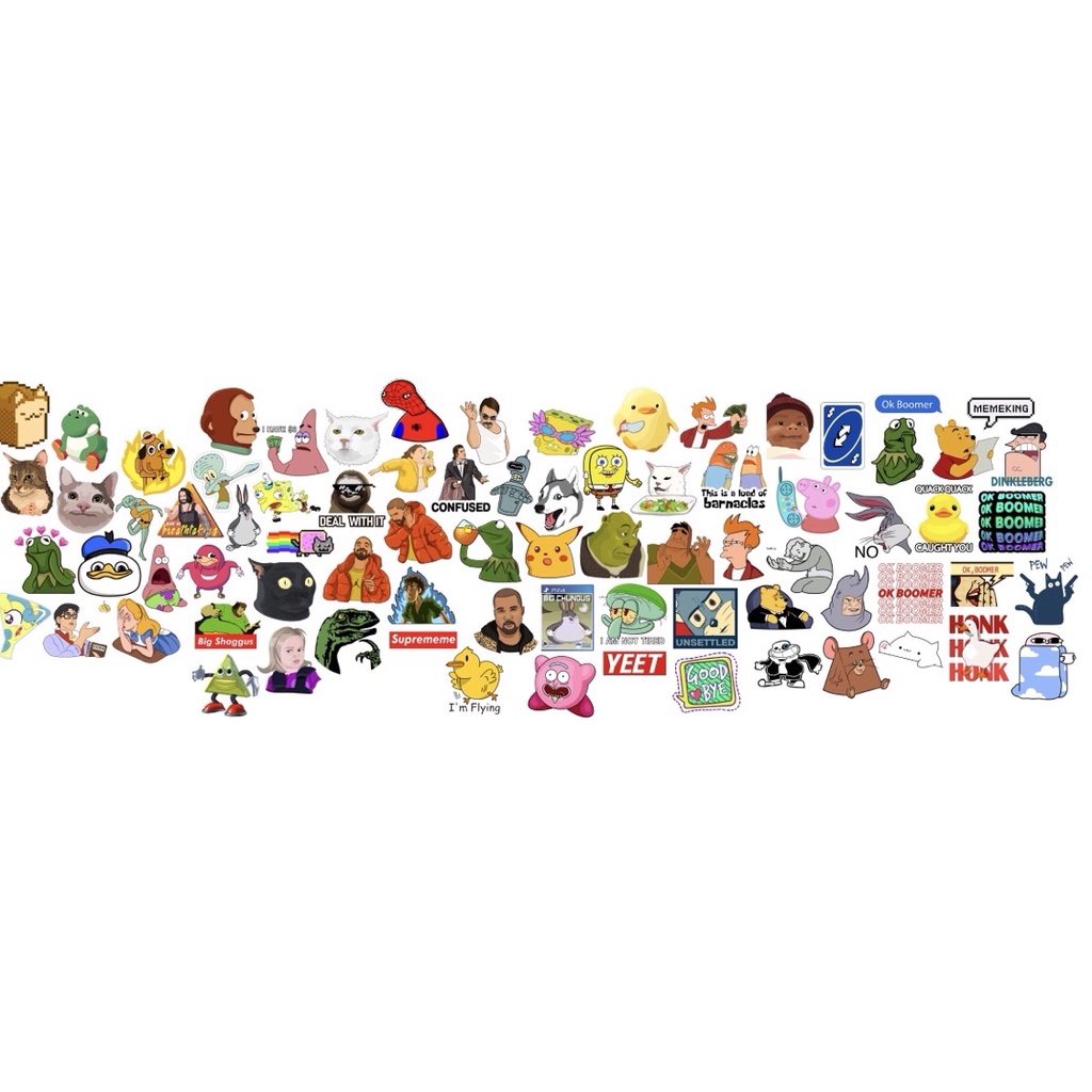 Bộ 10 Sticker dán cao cấp chủ đề MEMES - Dùng dán Xe, dán mũ bảo hiểm, dán Laptop, dán Vali NT43