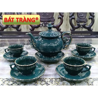 BỘ ẤM CHÉN GỐM SỨ CAO CẤP ẤM TRÀ BÁT TRÀNG QUÀ TẶNG TÂN GIA KHÁNH THÀNH