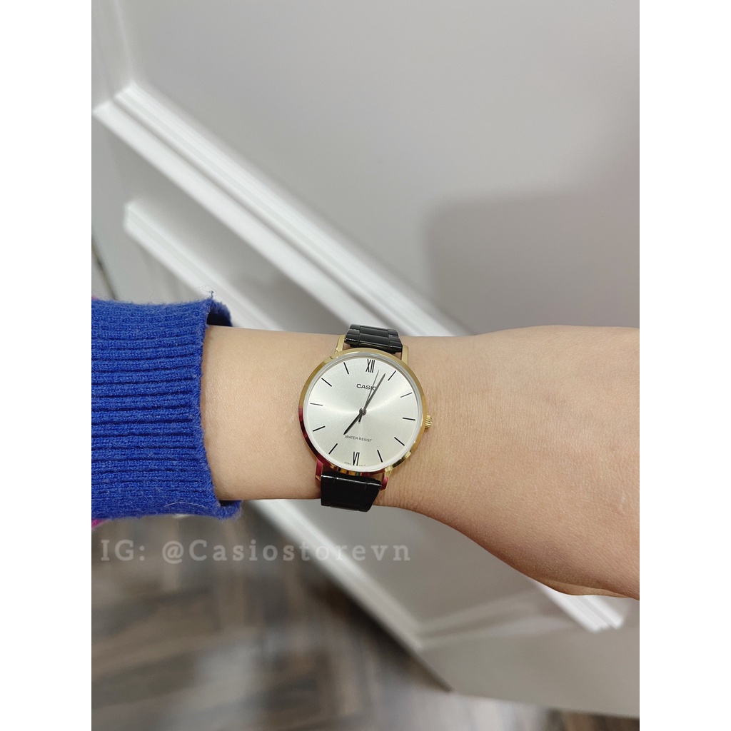 Đồng Hồ Nữ Casio LTP-VT01GB, đồng hồ chính hãng, dây thép mạ màu đen, chống nước tốt