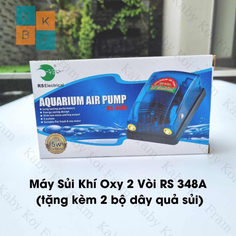 Máy Sủi Khí Oxy 2 Vòi RS 348A tặng kèm 2 bộ dây quả sủi  - Fish