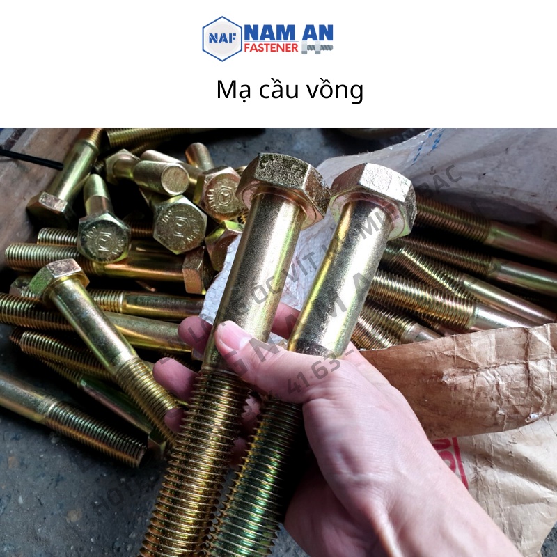Bulong M22 cấp bền 8.8, bu lông lục giác M22, đường kính 22mm, độ dài: 80->200mm, đen mộc, mạ