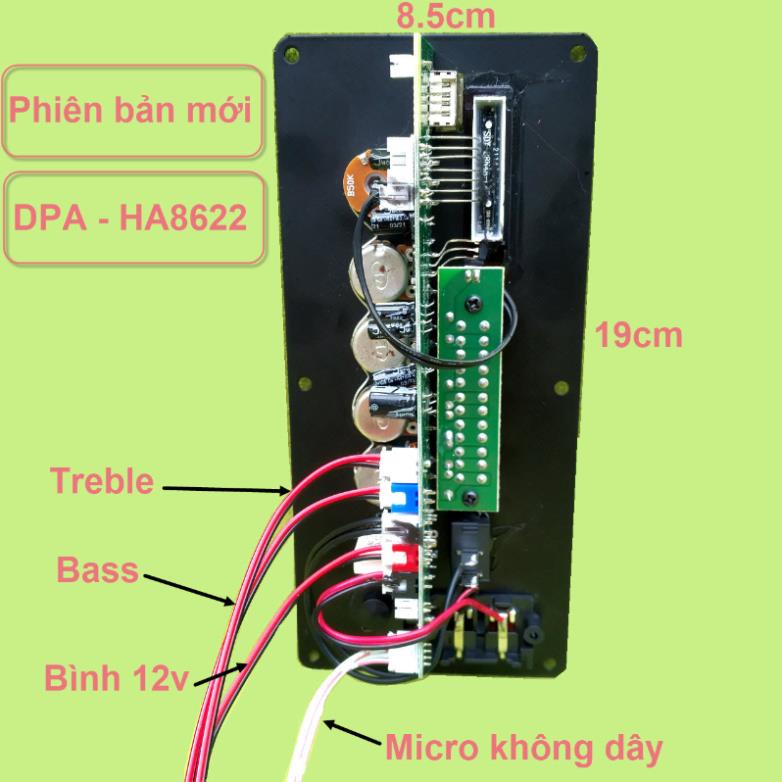 Mạch loa kéo HA8622 DPA IC CS8623E 40W – 80W phiên bản mới – Bluetooth Karaoke– cho loa kéo 3 tấc đơn hoặc 2.5 tấc