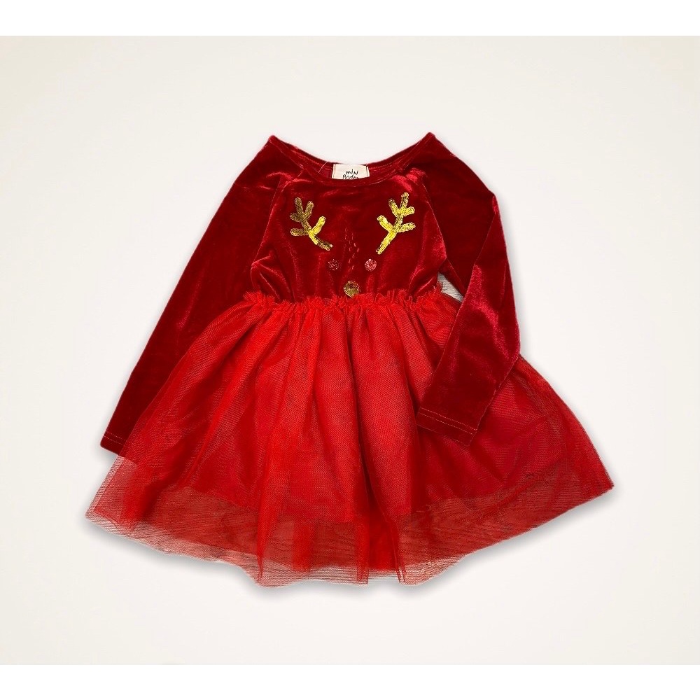 Váy tuần lộc đỏ chân voan Mini Boden