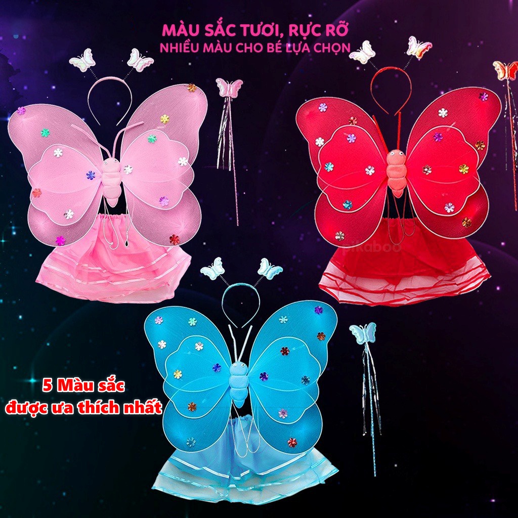 Váy Cánh bướm kép CÓ ĐÈN Hapi Toys - Đồ chơi dạo phố bộ cánh bướm phát sáng cho bé