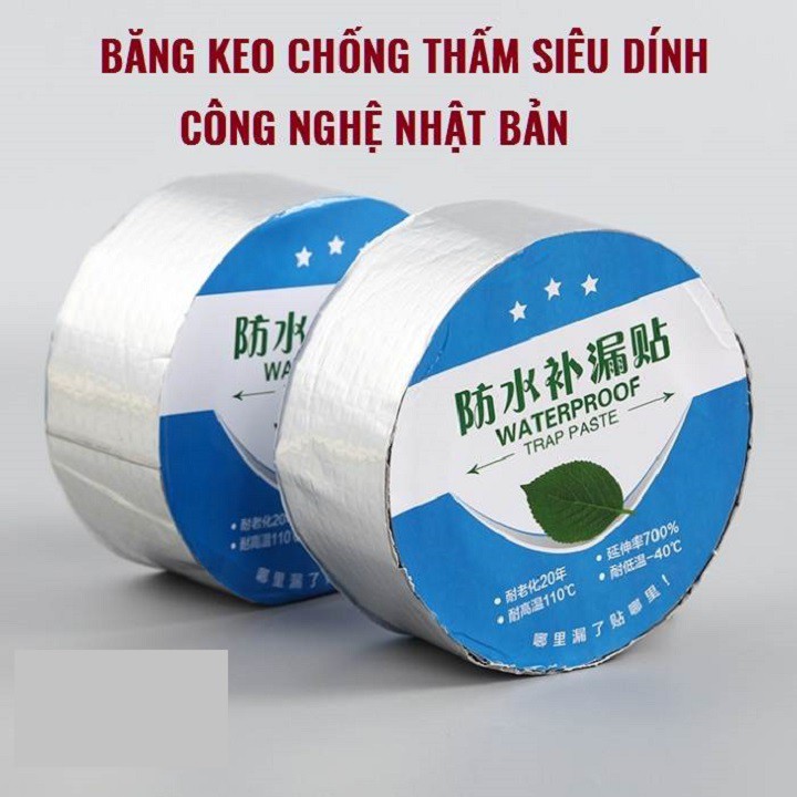 Băng keo chống thấm Nhật Bản, nứt dột mái tôn, trần nhà, bể nước, phao bơi - Bản rộng 5cm