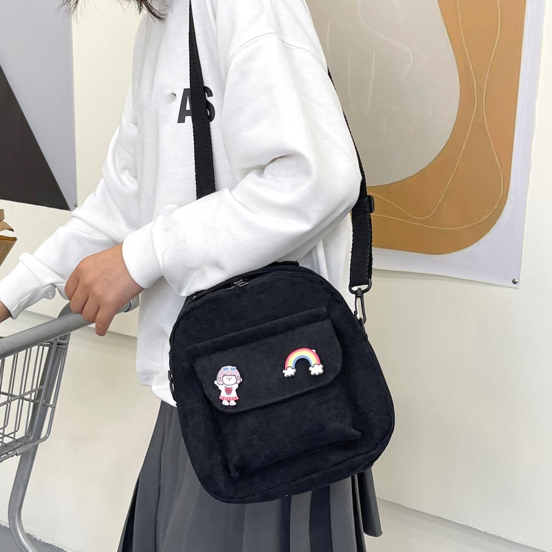 Ba Lô Đi Học / Du Lịch Vải Nhung Kẻ Thời Trang Cho Nữ