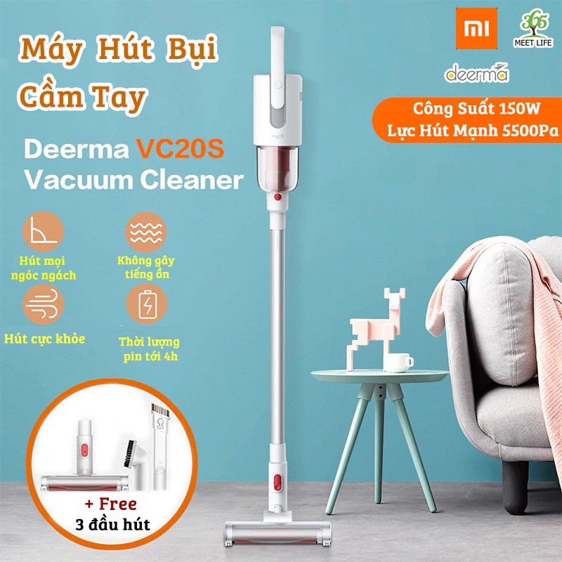 Máy hút bụi cầm tay không dây Deerma VC20 Plus pin 2200mAh lực hút 8kPa cực khỏe kiểu dáng hiện đại