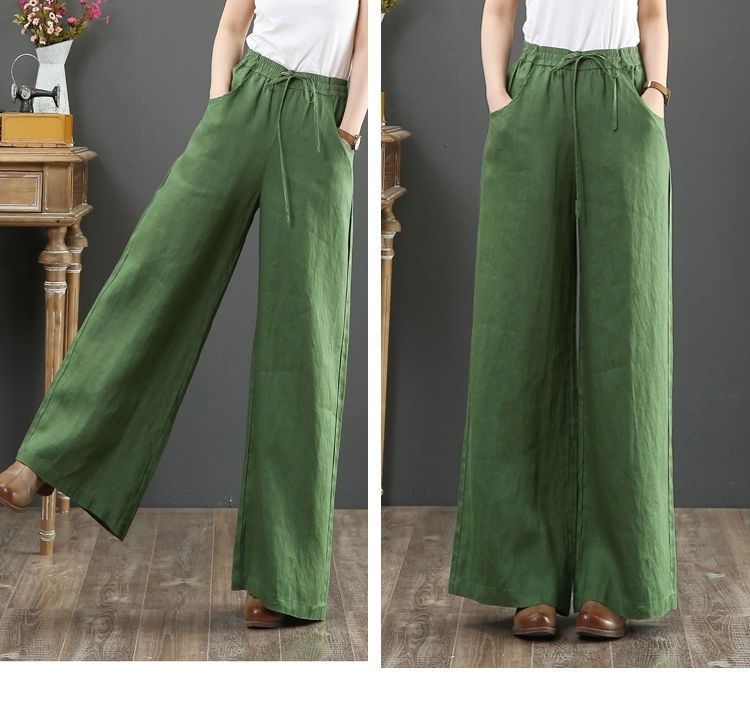 Quần Dài Lưng Cao Dáng Rộng Chất Liệu Cotton Phong Cách Retro Thời Trang Xuân Hè