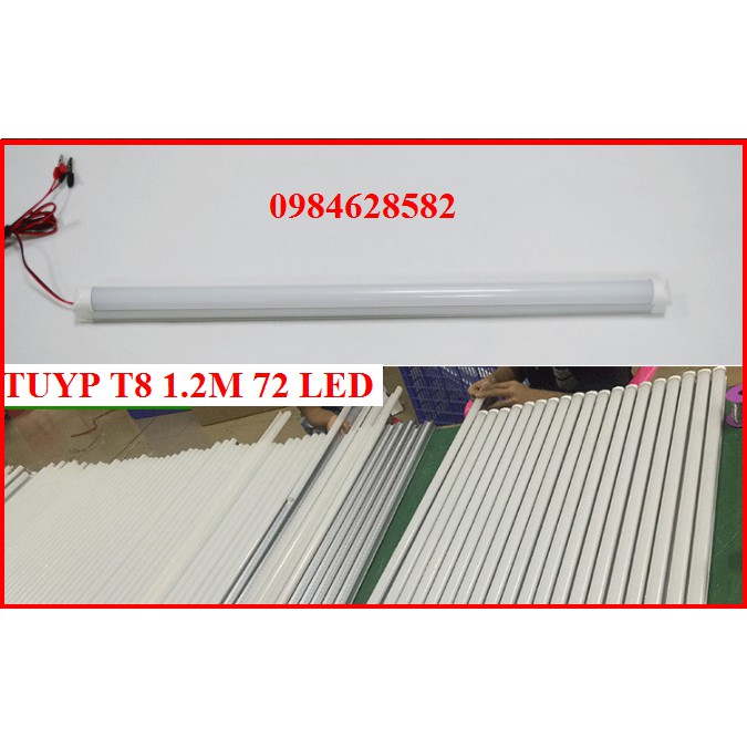 ĐÈN LED KẸP BÌNH ÁP QUY 12V CAO CẤP,  TUYP 1M  72 LED