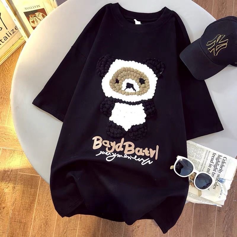 ÁO PHÔNG NỮ FORM THỤNG HÌNH GẤU TRÚC THÊU NỔI