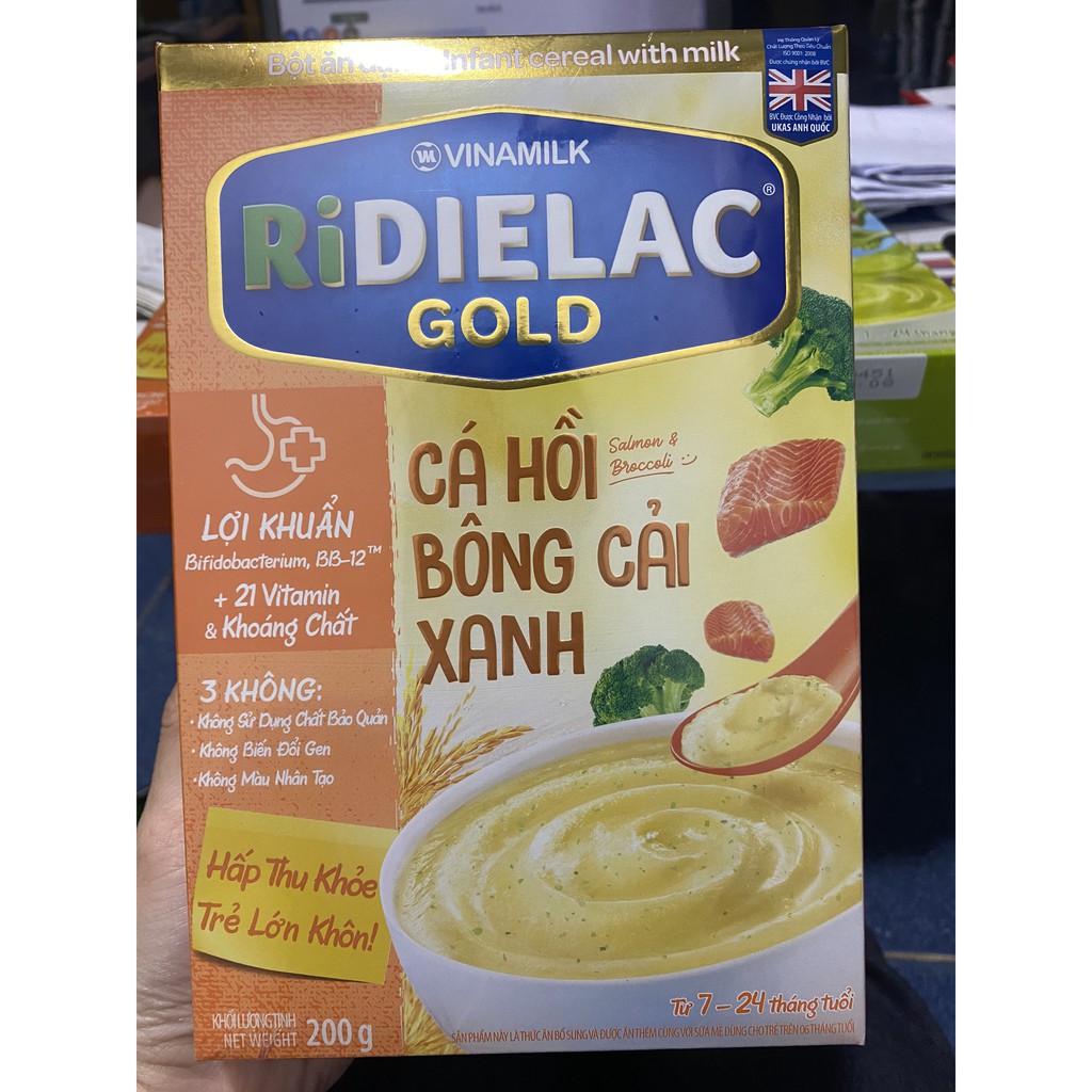 [Date 2022]   Bột ăn dặm Ridielac Gold Cá hồi bông cải xanh HG 200g