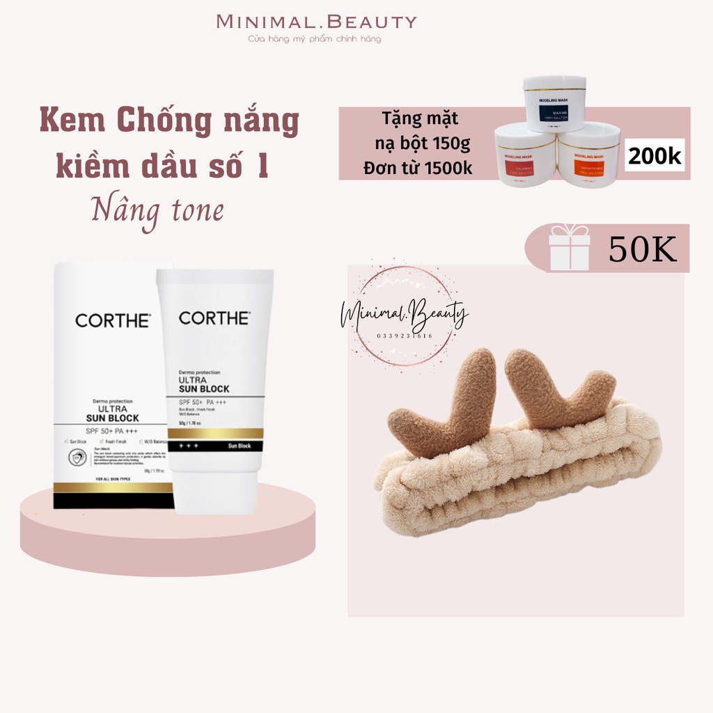 Kem Chống Nắng Corthe số 1 kiềm dầu cho da dầu mụn, da nhạy cảm, lên toner trắng hồng
