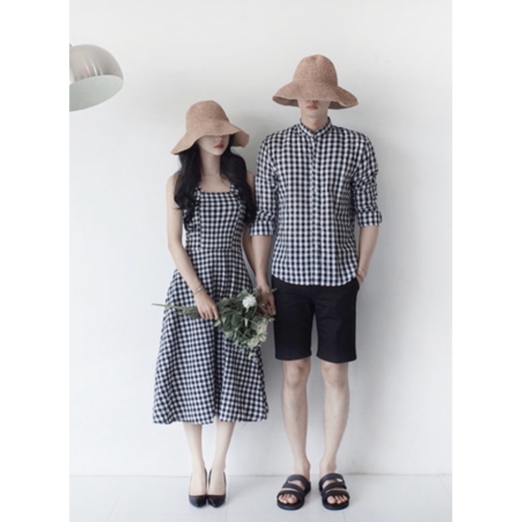 Đồ đôi đẹp, Đồ đôi váy nữ sơ mi nam Hàn Quốc Couple đồ cặp đẹp chụp ảnh cưới