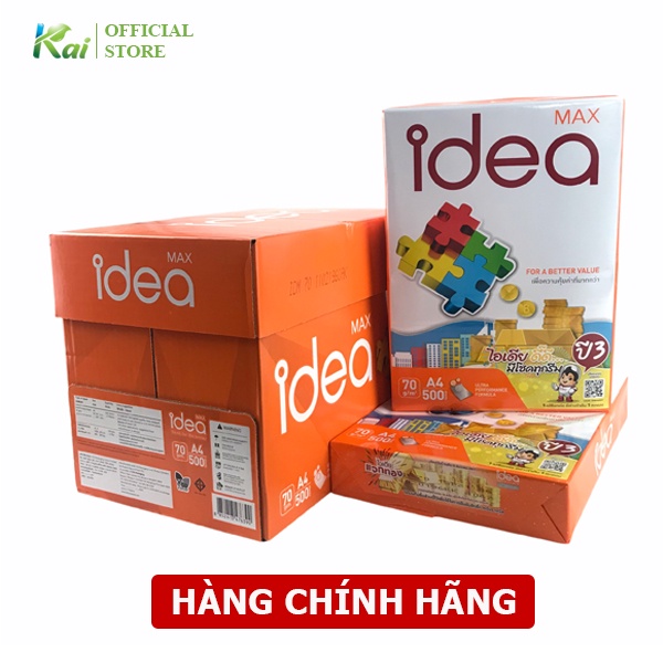 [GIAO NHANH] 1 REAM Giấy A4 IDEA 70 gsm, 500 tờ, HÀNG CHÍNH HÃNG, nhập khẩu THÁI LAN - Giá rẻ