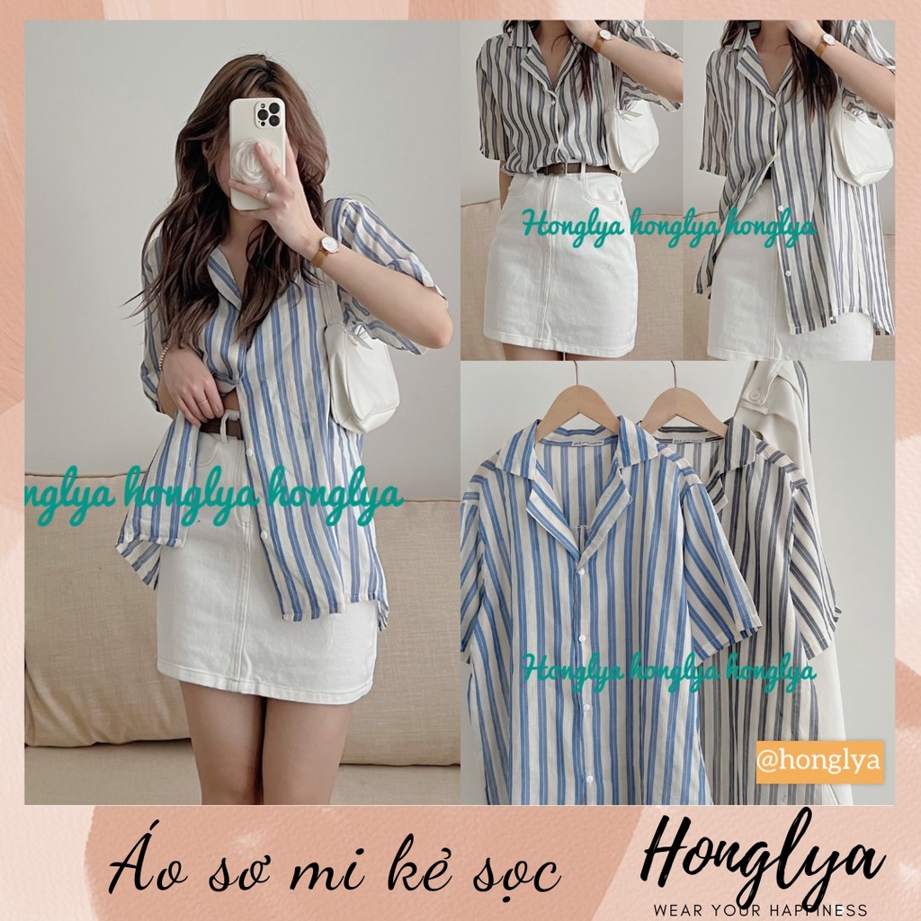 Sơ mi kẻ sọc ngắn tay hottrend mới