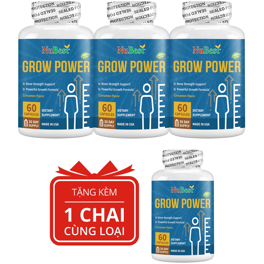 [Combo 3 Tặng 1] TPBVSK Cho Độ Tuổi 10-20 -  Hỗ Trợ Tăng Chiều Cao Grow Power thương hiệu NuBest