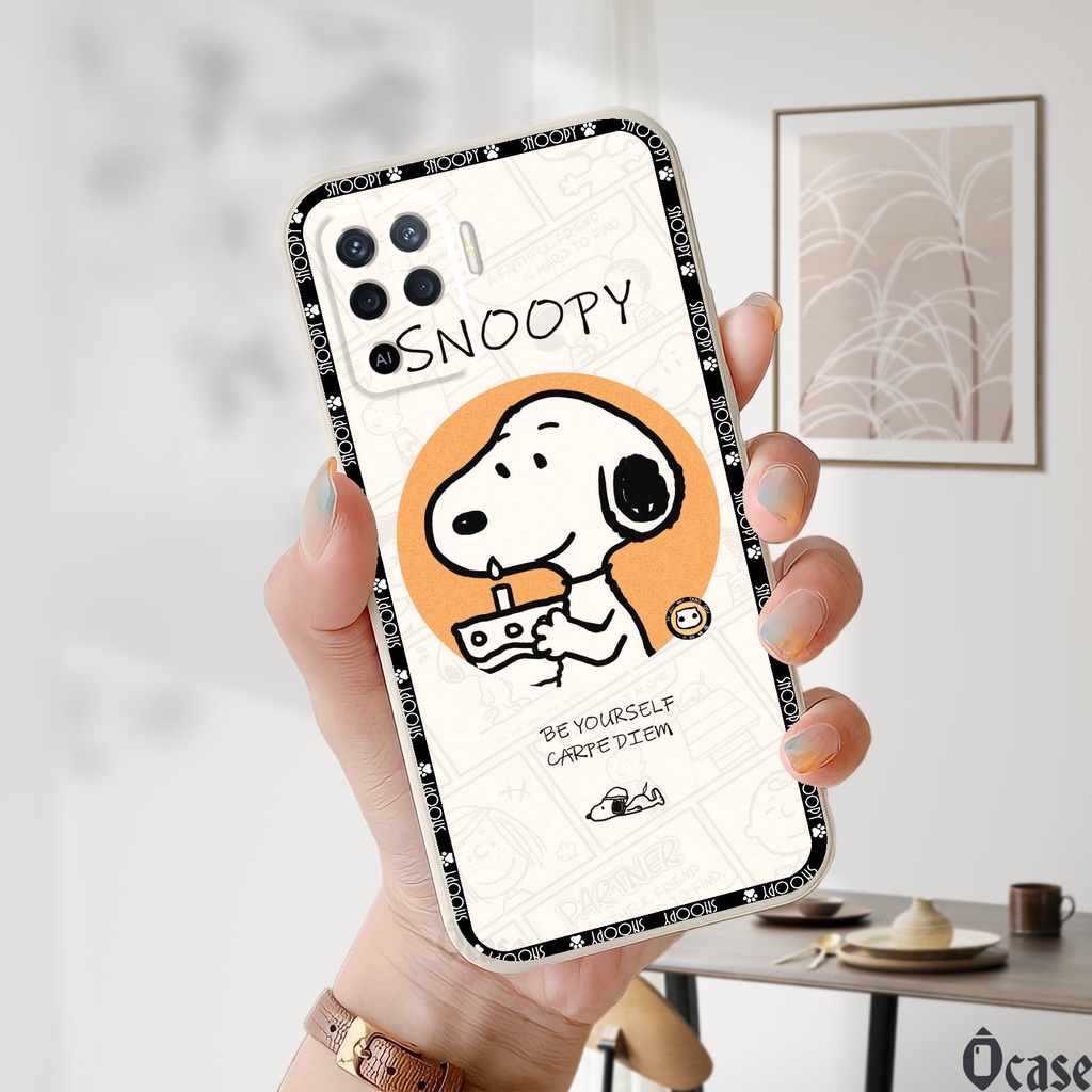 Ốp lưng Oppo A94 in hình chú chó dễ thương viền vuông và có  bảo vệ camera