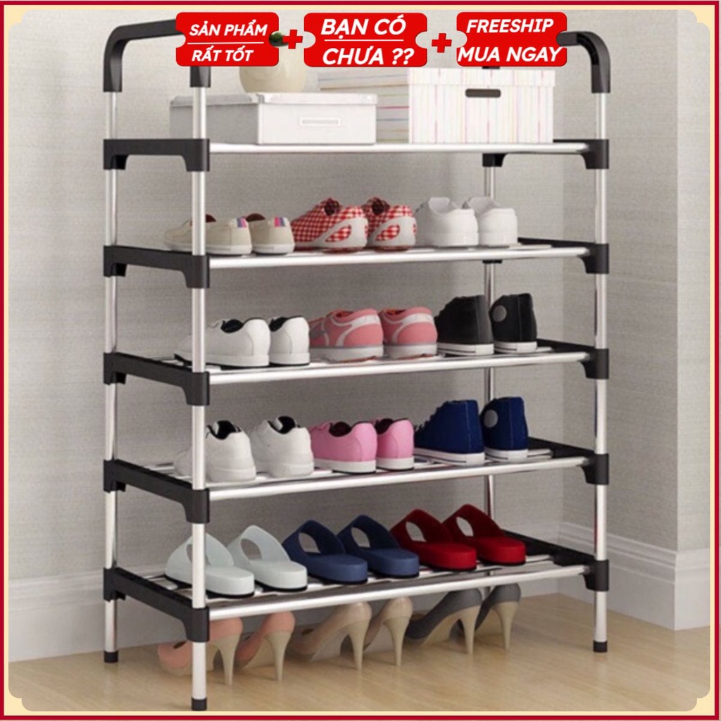 Giá kệ để giày dép inox 5 tầng phong cách Hàn Quốc .