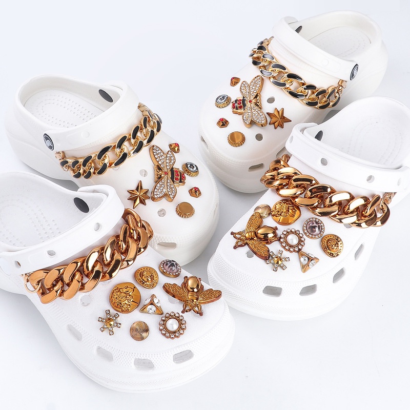 Bộ Phụ Kiện Làm Phụ Kiện Trang Trí Giày Dép Crocs Jibbitz DIY Hình Con Ong Phong Cách retro Châu Âu