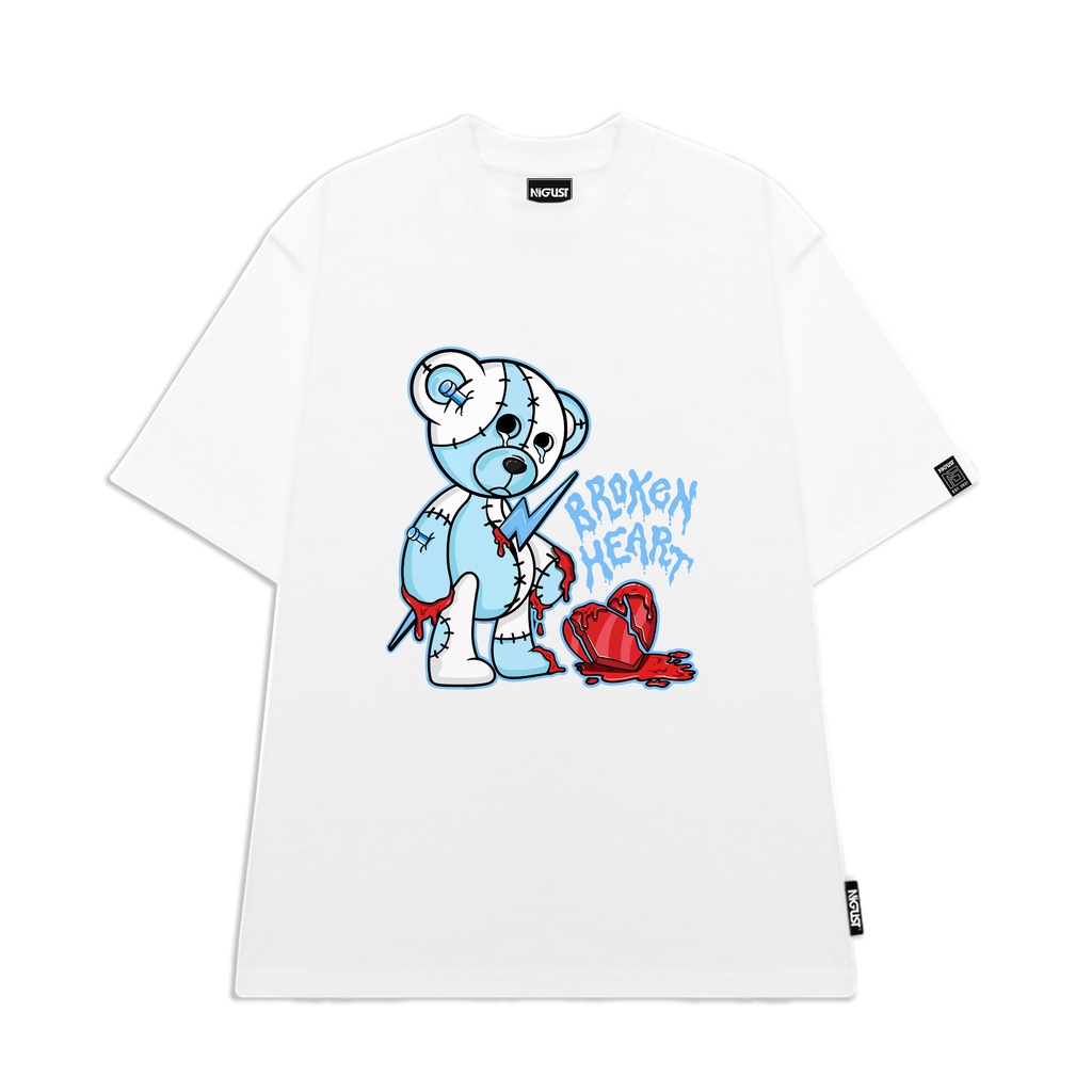 Áo Thun đen trắng tay lỡ NIGUST Broken heart N102 vải cotton cao cấp 4C Fullbox