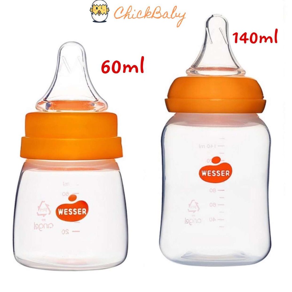 Bình sữa cho bé, nano wesser 60ml 140ml 260ml nhựa PP an toàn ChickBabyShop