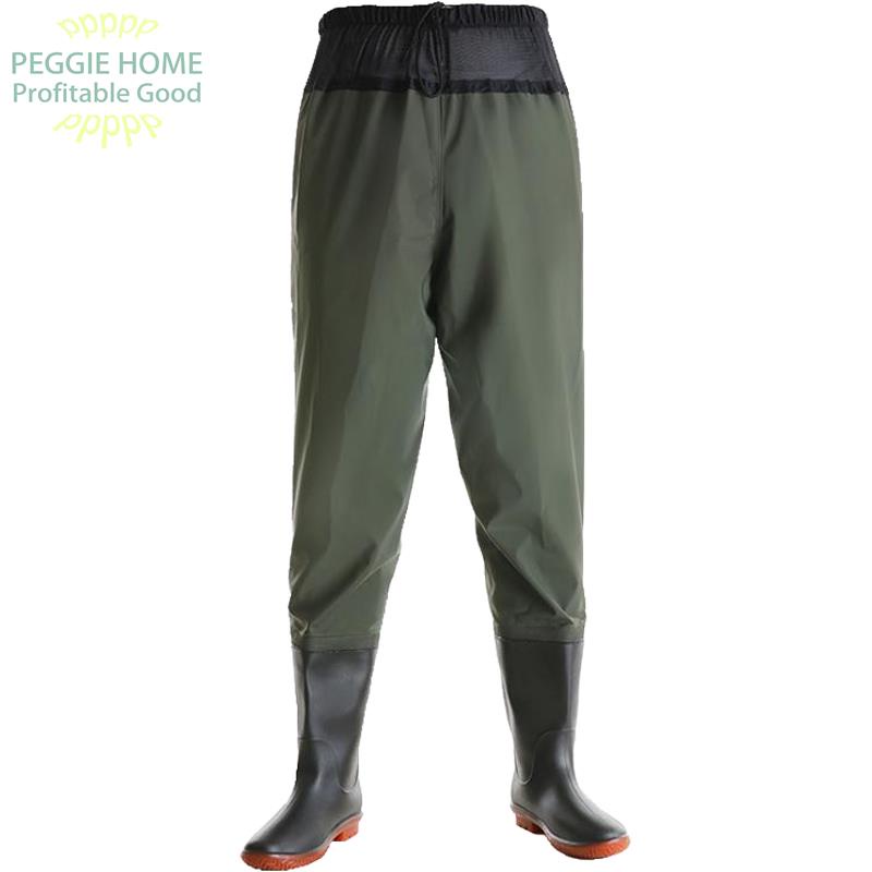 PEGGIE HOMEThắt lưng quần dài nước dày nửa chiều siêu nhẹ áo chống thấm đi mưa câu cá nĩa giày một mảnh ủng mài mòn