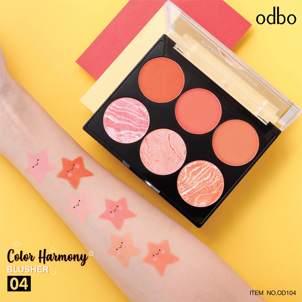 [Auth Thái] Phấn Má Hồng Odbo Có Nhũ Tông Cam Gạch Color Harmony OD104 No.04 - Má Hồng Odbo Tông Cam 6 Ô | BigBuy360 - bigbuy360.vn