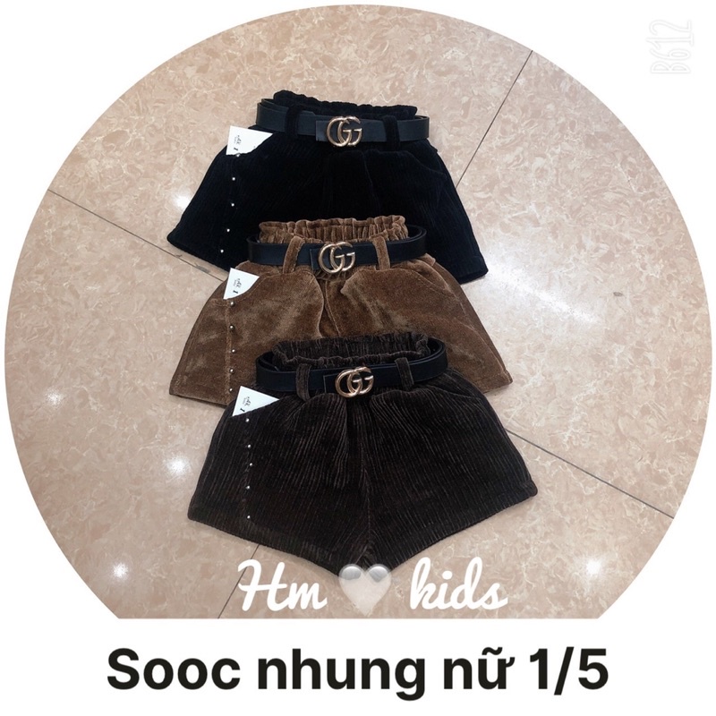 Quần sooc nhung bé gái 2 lớp mềm ấm