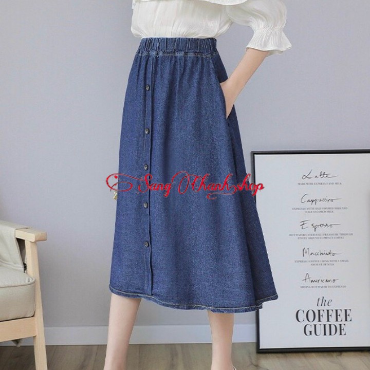 Chân Váy Jean Chữ A Đính Nút Kiểu Xinh Yêu | BigBuy360 - bigbuy360.vn