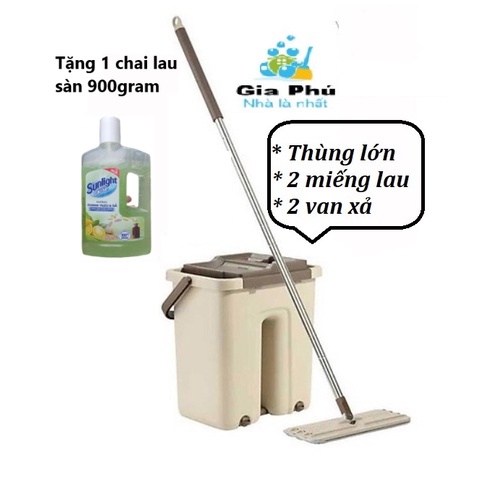 ( THÙNG LỚN ) Bộ lau nhà vắt phẳng thông minh 2 ngăn cao cấp BLVP - 03
