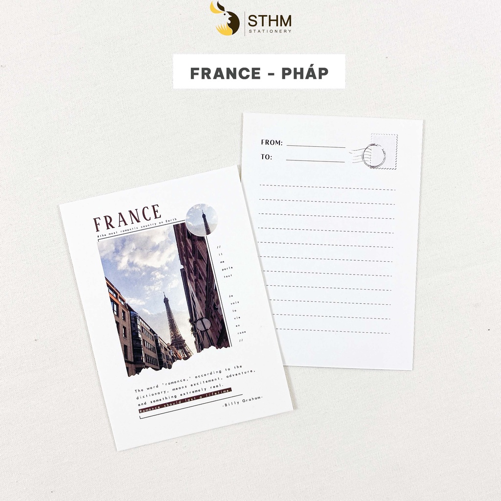 Postcard - Những ngày ở Châu Âu - Giấy kraft trắng 250gsm - STHM stationery