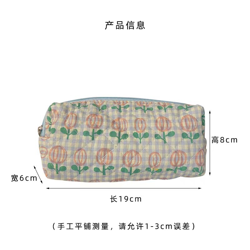 Túi Đựng Bút / Son Môi / Mỹ Phẩm Họa Tiết Hoa Nhỏ Xinh Thời Trang Cho Bạn Gái