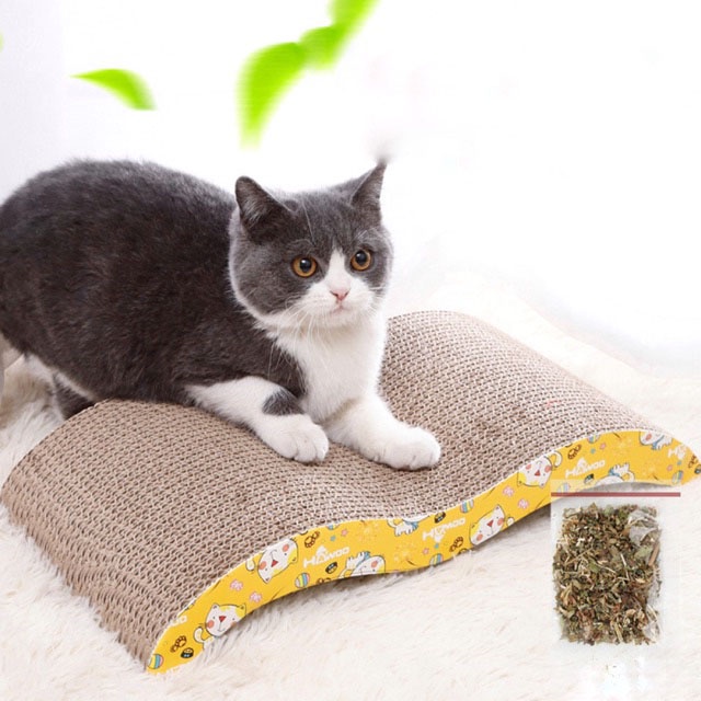 Bàn cào móng cho mèo tặng kèm catnip| Bàn cào móng sóng nước