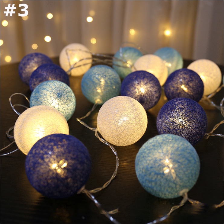 Dây đèn LED 20 bóng hình quả cầu cotton đẹp mắt trang trí cho tiệc