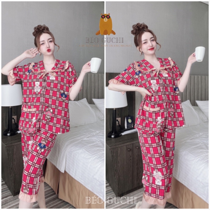 [Mã SKAMFSW175 giảm 10K đơn 50K] Lửng Xinh 50-110kg K3L Béo Guchi Bigsize Pijama Lụa cao cấp mềm mịn- Đồ bộ nữ xinh