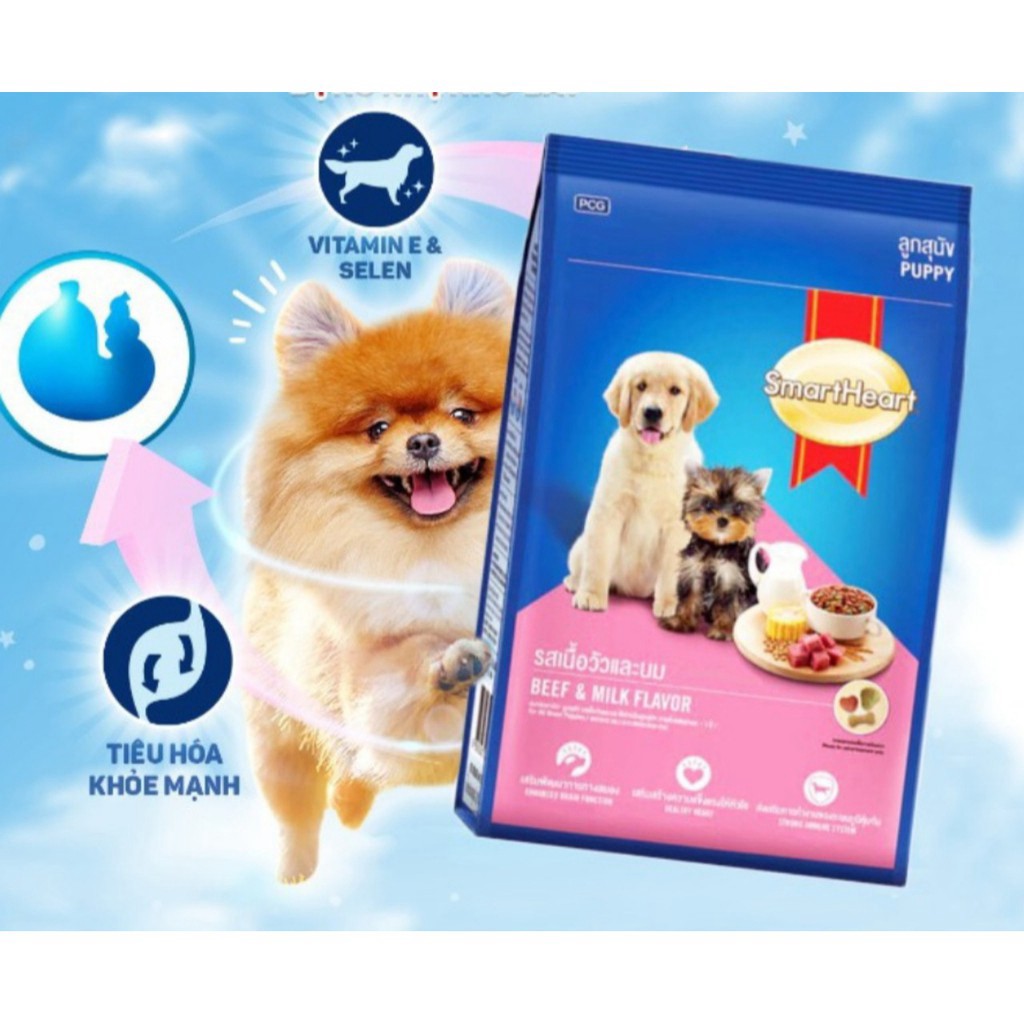 Hạt cho chó con Smart heart thịt bò sữa 400g 1,5kg thức ăn khô chó nhỏ Con Mèo Xiêm