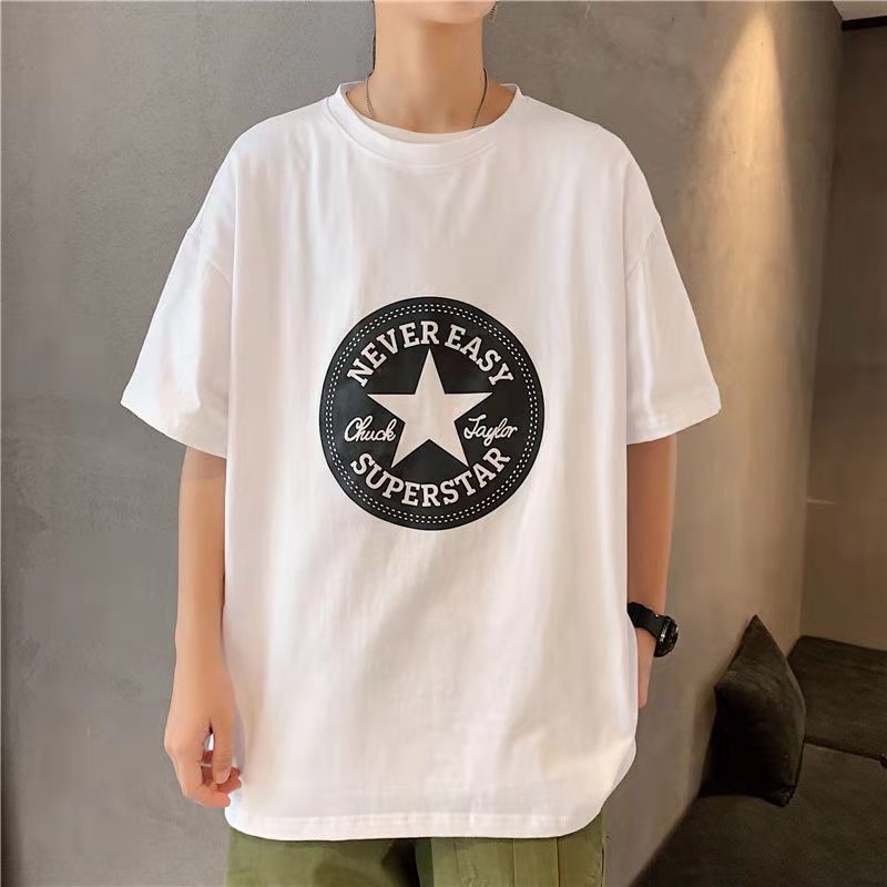 Áo thun cotton ngắn tay in chữ CON-VER-SE cổ điển dành cho cặp đôi