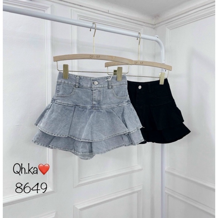 CHÂN VÁY JEANS XOÈ TẦNG QUẢNG CHÂU MS26881