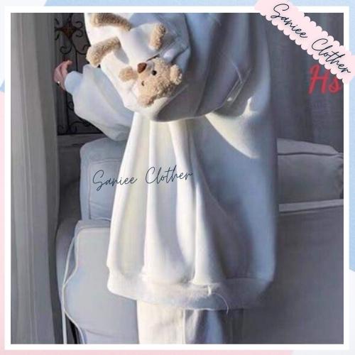 Áo Hoodie Nữ Tay Gấu Bông Mũ Có Tai Siêu Đáng Yêu 3 Màu Chất Liệu Nỉ Saniee Clother Mã 642 | BigBuy360 - bigbuy360.vn