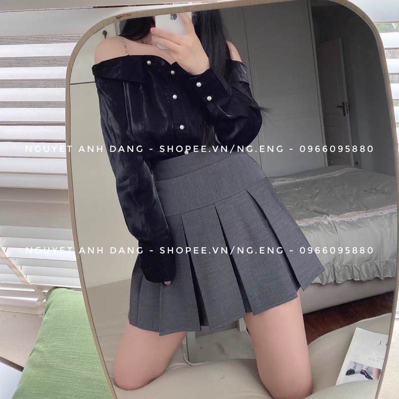 Chân Váy Ngắn Xếp Ly To - Cạp Cao " Kèm Ảnh Thật Ở Cuối "