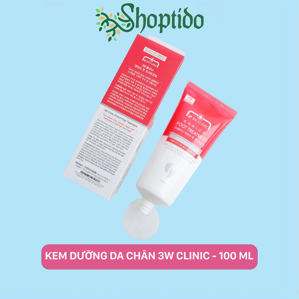 Kem dưỡng da chân 3w Clinic chiết xuất đậu xanh enrich foot treatment 100 ml NPP Shoptido