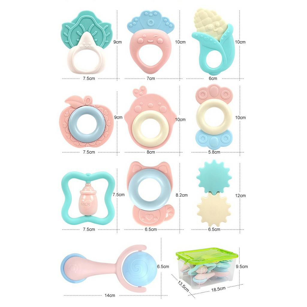 Hộp 10 món đồ chơi gặm nướu an toàn cho bé - Đồ chơi cho bé