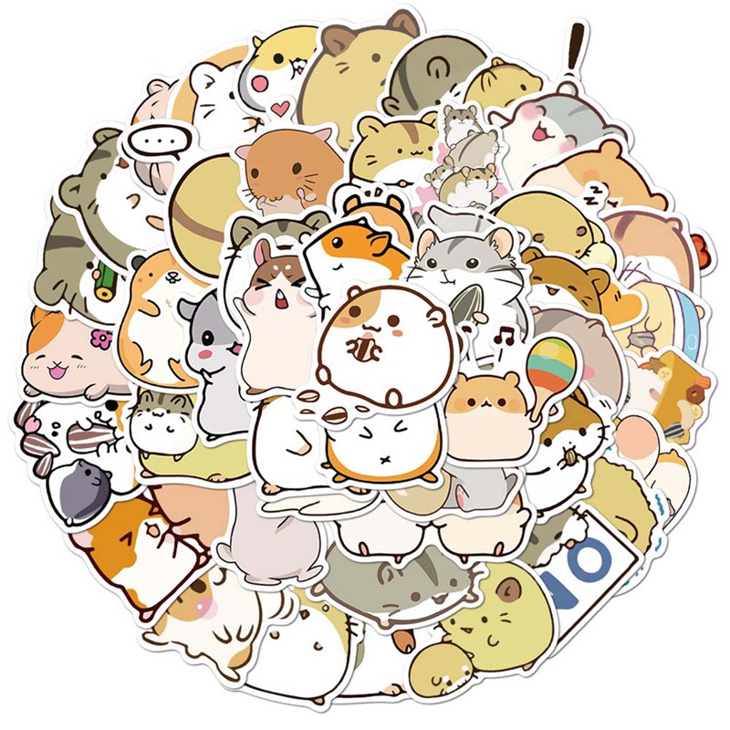 Bộ 50 miếng dán hình chuột hamster dễ thương
