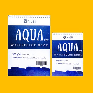 Sổ vẽ màu nước Nabii Aqua Fat 300gsm size a4/a5 25 tờ. Giấy vẽ dùng cho màu nước, acrylic, gouache