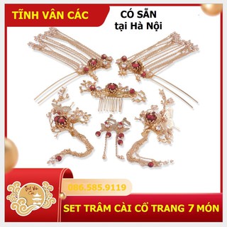 Set trâm cài cổ trang 7 món Tĩnh Vân Các (có sẵn)