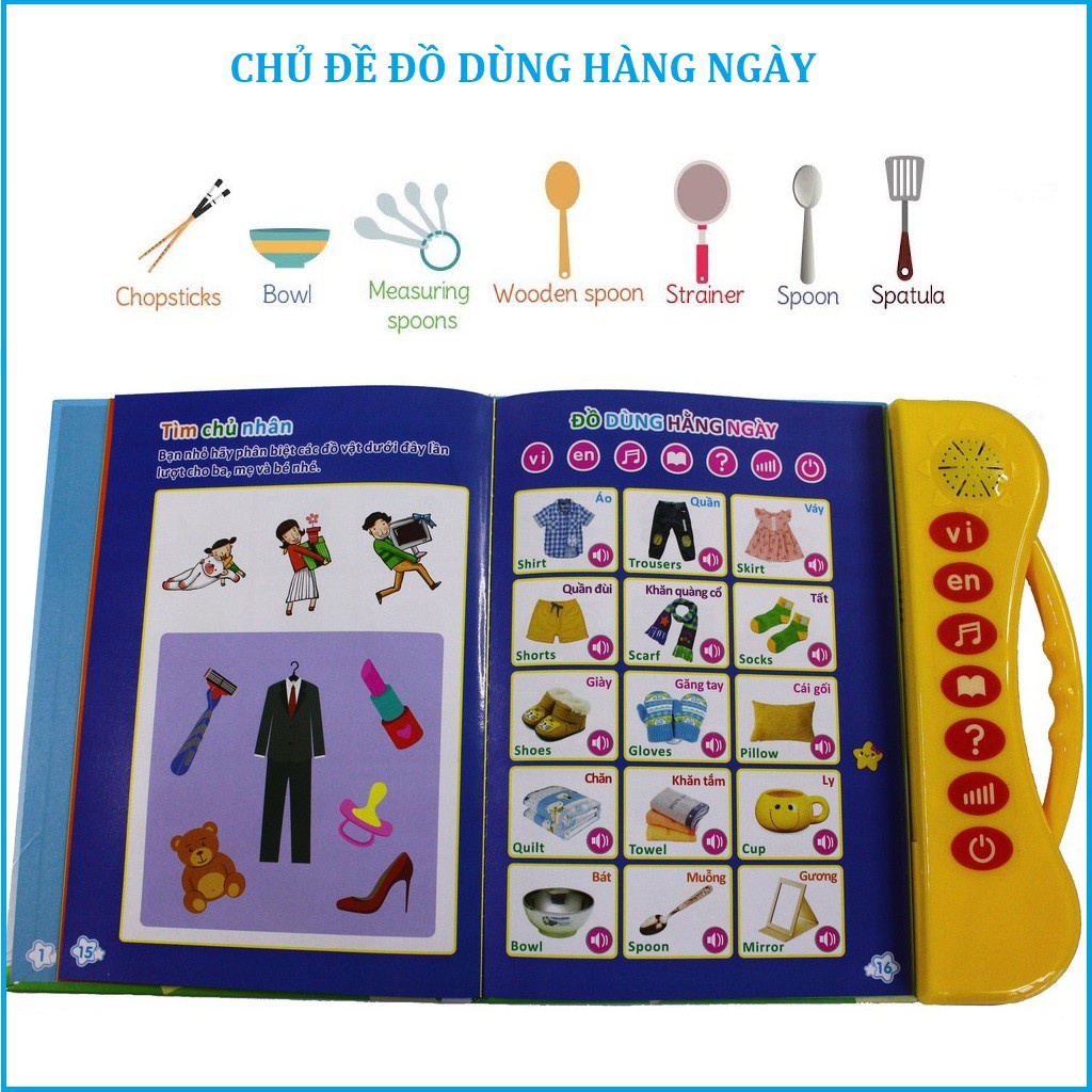 Sách Nói Điện Tử Song Ngữ Anh- Việt Giúp Trẻ Học Tốt Tiếng Anh- Cho Bé Từ 1- 7 Tuổi