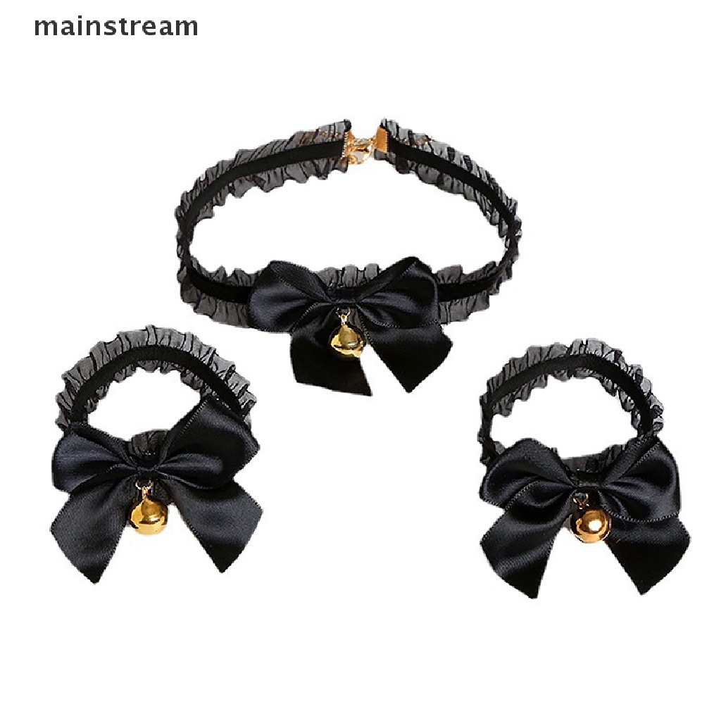 Bộ Phụ Kiện Hóa Trang Lolita Gồm Băng Đô Tai Mèo + Vòng Đeo Cổ + Nơ Ren