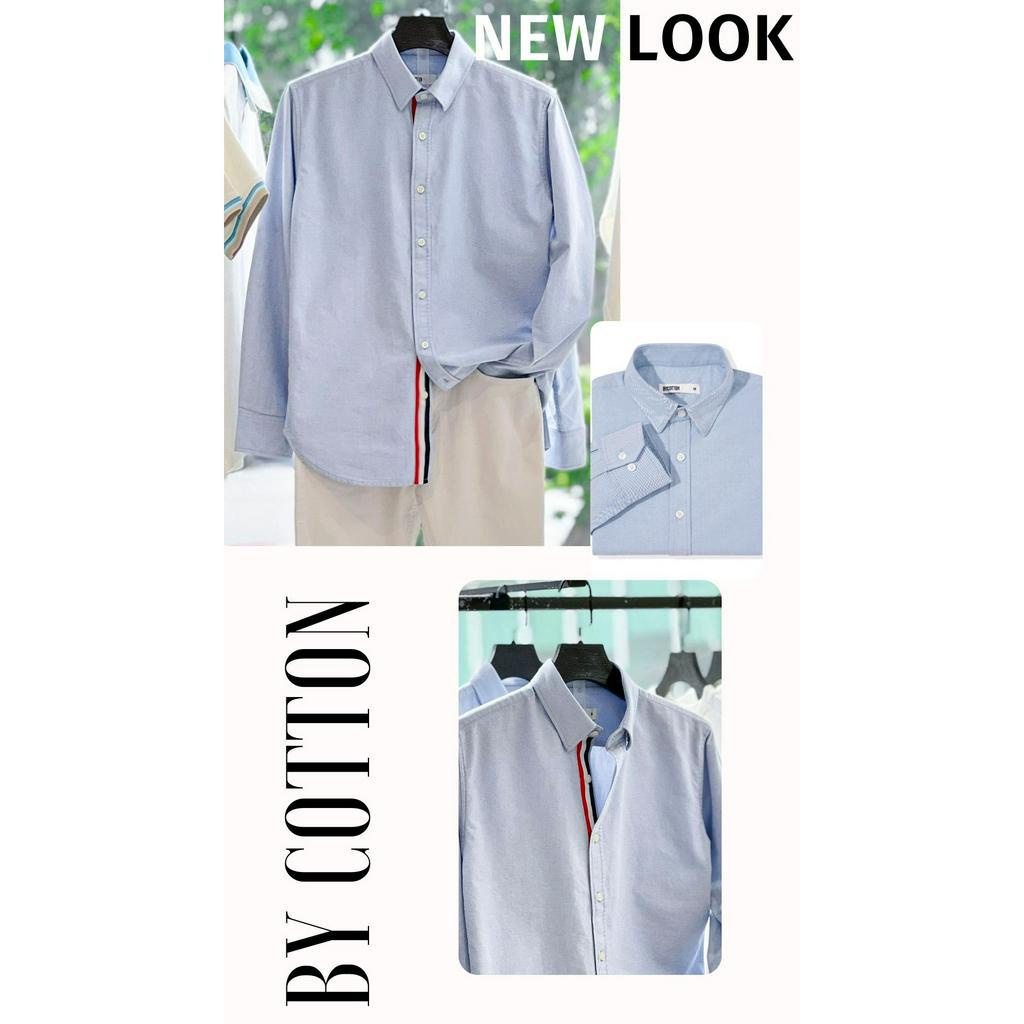 Áo Sơ Mi Nam Dài Tay Trơn BY COTTON Light Blue Oxford Shirt With 3 Stripes