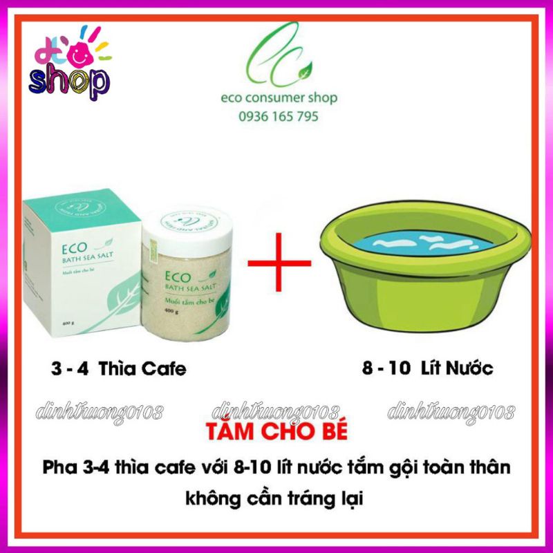 Muối Tắm Bé Sinh Dược Eco 400g Hết Mẩn Ngứa, Dị Ứng Rôm Sảy, Hăm Tã - Muối tắm bé sinh dược Eco chính hãng